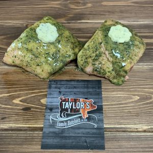 Infused lamb rumps with a garlic butter